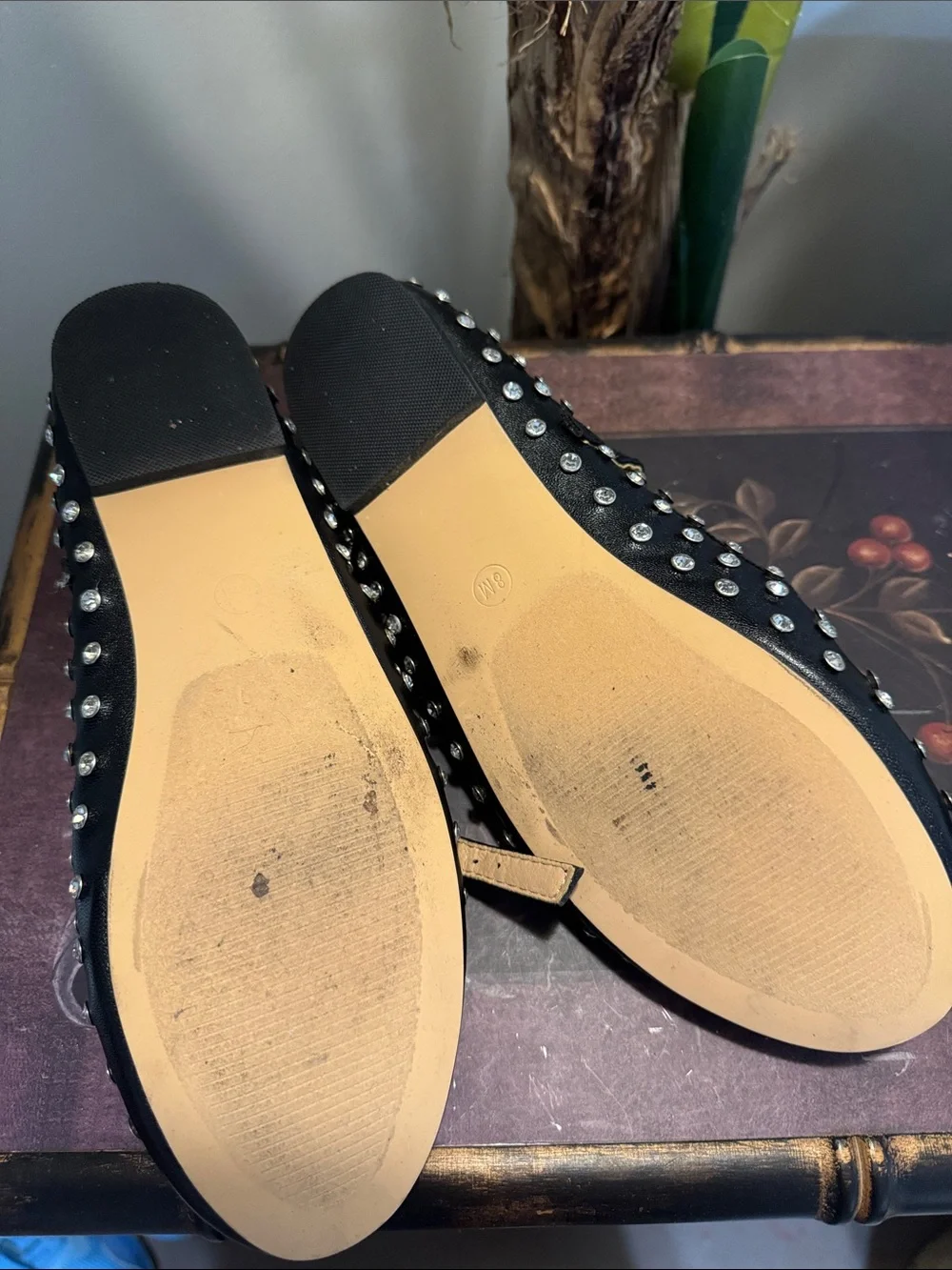 House of Harlow 1960 Black Studded Mary Jane Flats